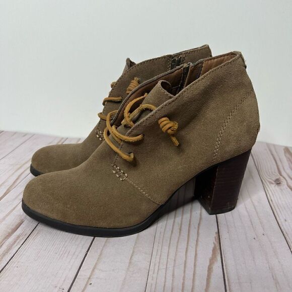 Sperry Women's Dasher Gale Boot Size 9 Block Heel Bootie Lace Up Tan Brown Suede - Picture 1 of 11